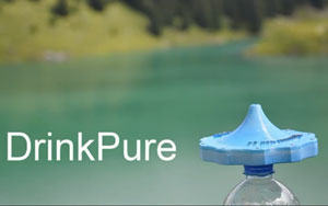 Screw filter on bottle and drink clean water