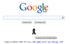 Google pays tribute to Kalam with 'black ribbon'