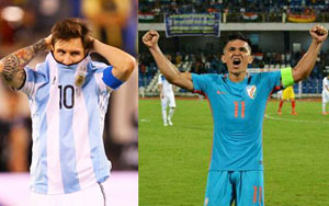 Sunil Chhetri equals Messi's record, joint second highest scorer among active players