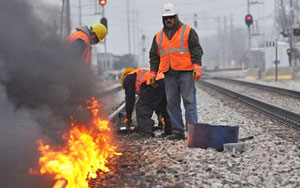 It's so cold in Chicago they're lighting train tracks on fire