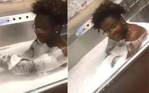 Outrage after viral video shows restaurant employee bathing in kitchen