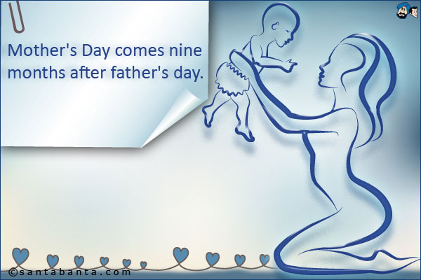 Mother's Day comes nine months after father's day.
