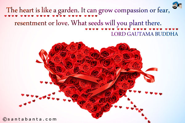 The heart is like a garden. It can grow compassion or fear, resentment or love. What seeds will you plant there.