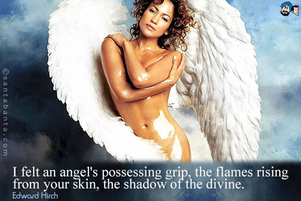 I felt an angel's possessing grip, the flames rising from your skin,the shadow of the divine.<br/>
~Edward Hirch