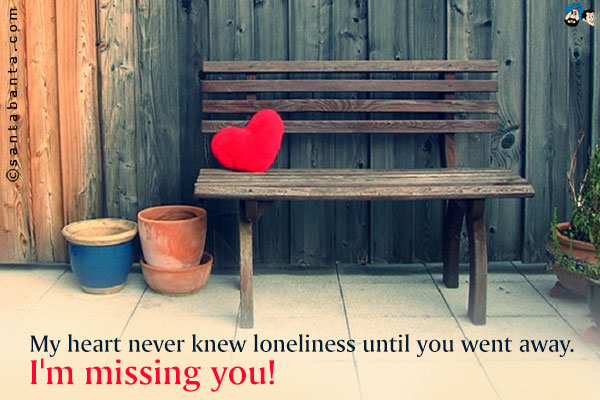 My heart never knew loneliness until you went away. I'm missing you!
