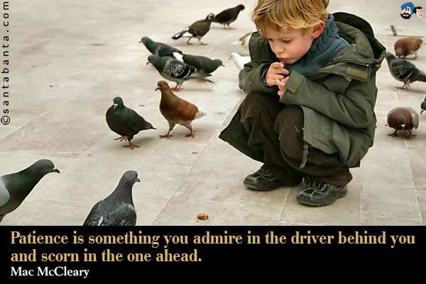 Patience is something you admire in the driver behind you and scorn in the one ahead.