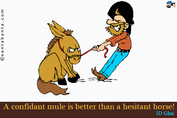 A confidant mule is better than a hesitant horse!