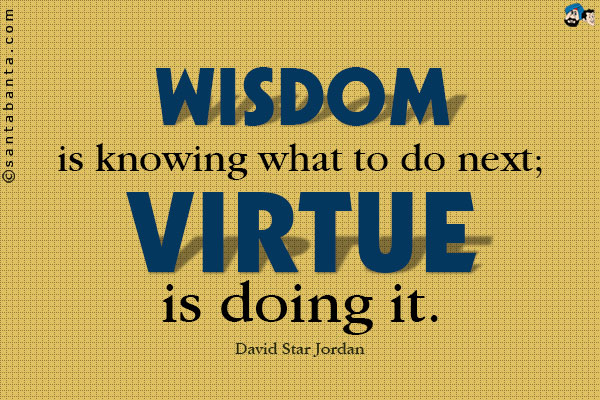 Wisdom is knowing what to do next; virtue is doing it.