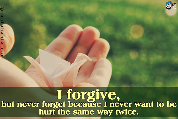 I forgive, but never forget because I never want to be hurt the same way twice.