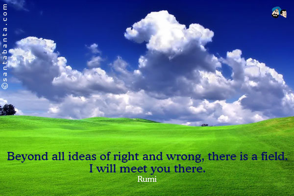 Beyond all ideas of right and wrong, there is a field. I will meet you there.