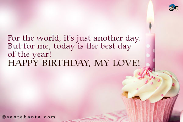 For the world, it's just another day. But for me, today is the best day of the year!<br />
Happy Birthday, my love!
