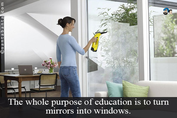 The whole purpose of education is to turn mirrors into windows.