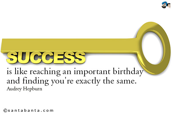 Success is like reaching an important birthday and finding you're exactly the same.