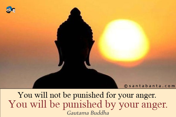 You will not be punished for your anger. You will be punished by your anger.