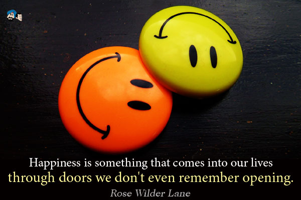 Happiness is something that comes into our lives through doors we don't even remember opening.