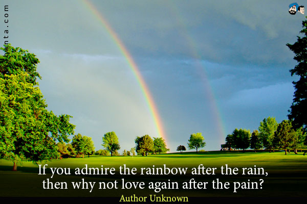 If you admire the rainbow after the rain, then why not love again after the pain?