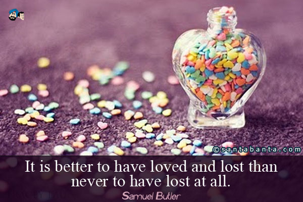 It is better to have loved and lost than never to have lost at all.
