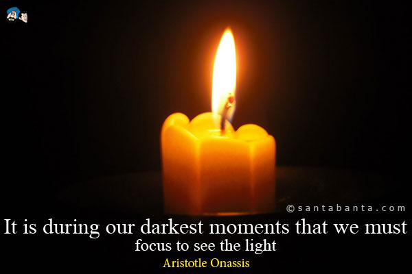 It is during our darkest moments that we must focus to see the light.

