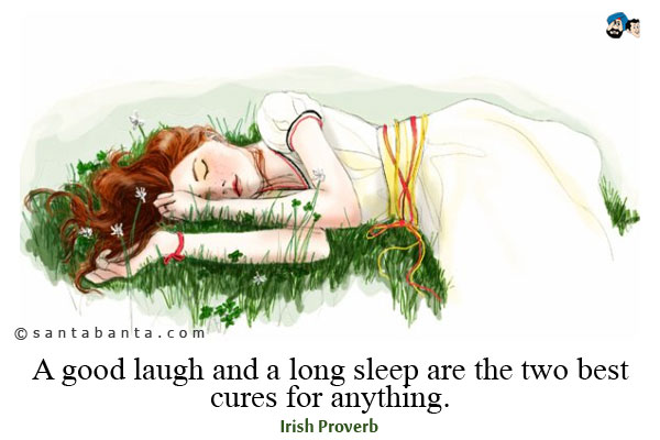 A good laugh and a long sleep are the two best cures for anything.