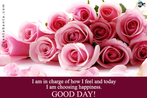 I am in charge of how I feel and today I am choosing happiness.<br />
Good Day!