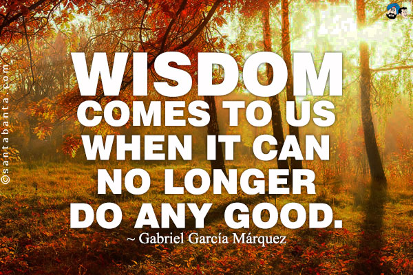 Wisdom comes to us when it can no longer do any good.