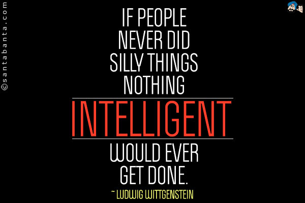 If people never did silly things nothing intelligent would ever get done.