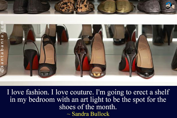 I love fashion. I love couture. I'm going to erect a shelf in my bedroom with an art light to be the spot for the shoes of the month. 