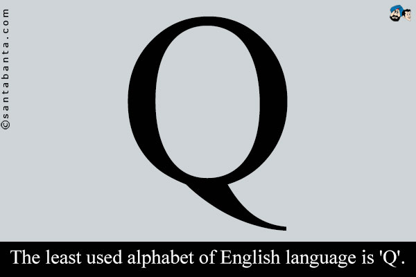 The least used alphabet of English language is 'Q'.