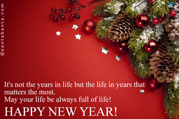 It's not the years in life but the life in years that matters the most.<br />
May your life be always full of life!<br />
Happy New Year!