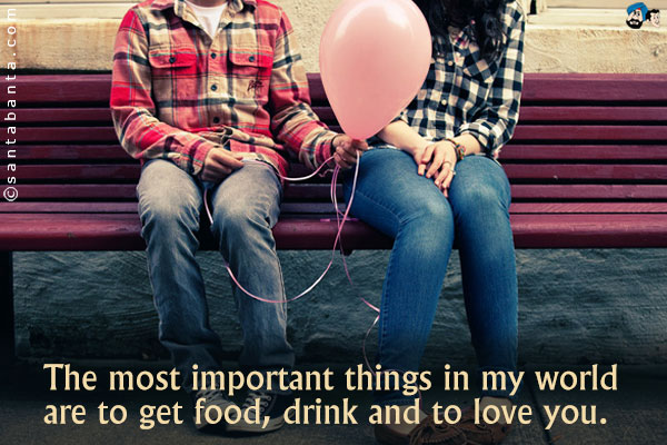 The most important things in my world are to get food, drink and to love you.