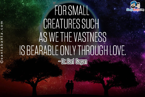 For small creatures such as we the vastness is bearable only through love.