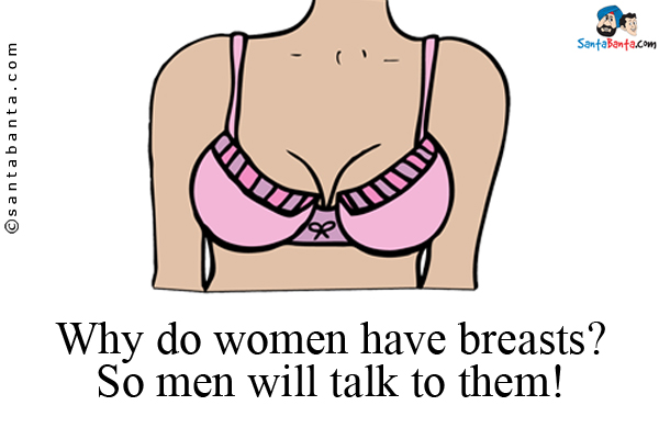 Why do women have breasts?<br />
So men will talk to them!