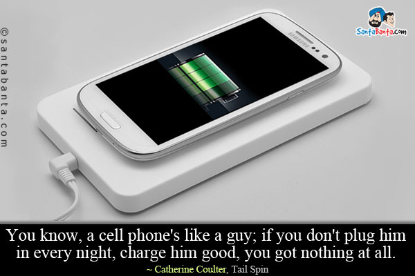 You know, a cell phone's like a guy; if you don't plug him in every night, charge him good, you got nothing at all.