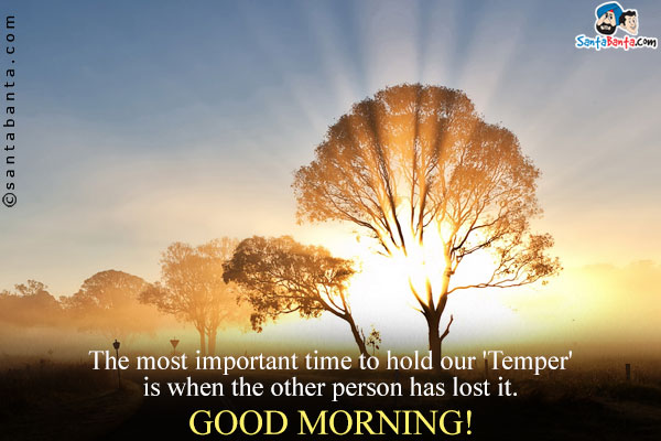 The most important time to hold our 'Temper' is when the other person has lost it.<br />
Good Morning!