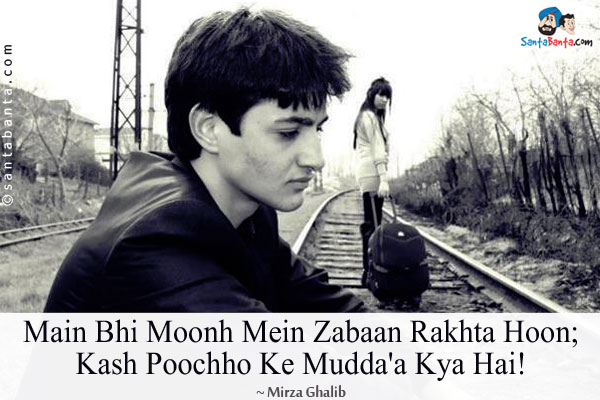 Main Bhi Moonh Mein Zabaan Rakhta Hoon;<br/>

Kash Poochho Ke Mudda'a Kya Hai!