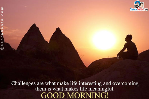 Challenges are what make life interesting and overcoming them is what makes life meaningful.<br />
Good Morning!
