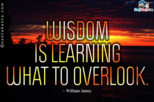 Wisdom is learning what to overlook.