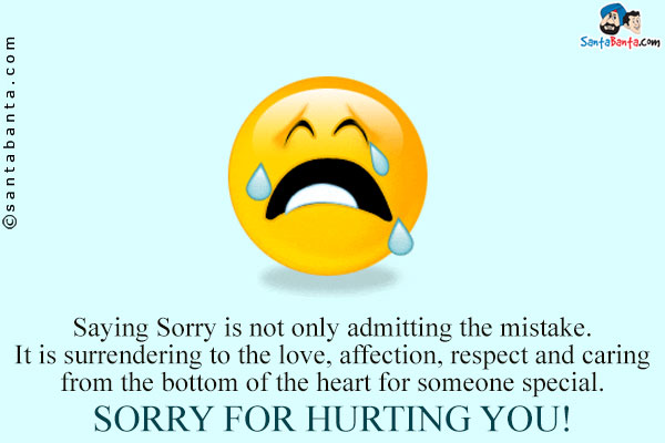 Saying Sorry is not only admitting the mistake. It is surrendering to the love, affection, respect and caring from the bottom of the heart for someone special.<br/>
Sorry for hurting you!