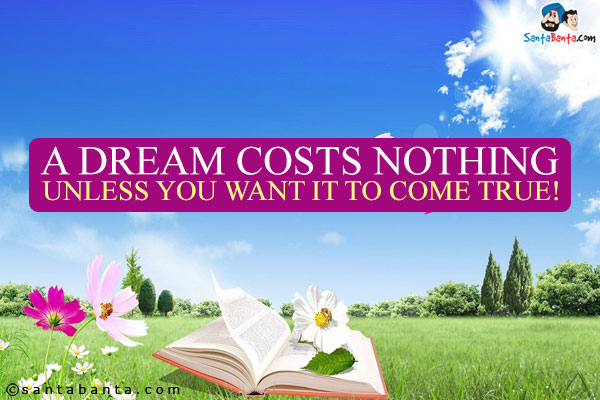 A dream costs nothing unless you want it to come true!