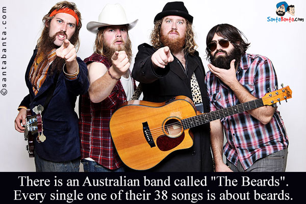 There is an Australian band called `The Beards`. Every single one of their 38 songs is about beards.