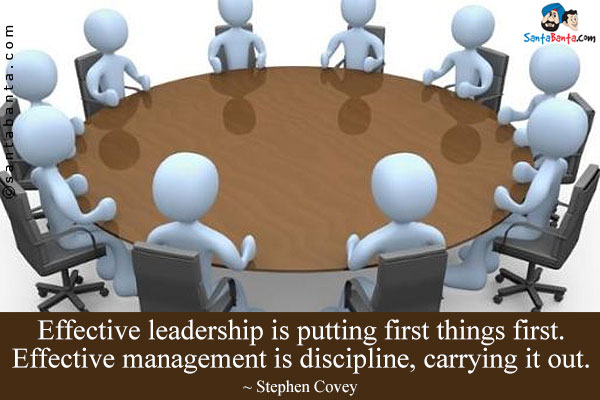 Effective leadership is putting first things first. Effective management is discipline, carrying it out.