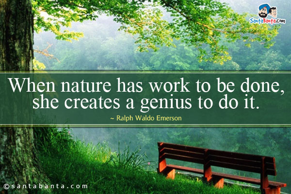 When nature has work to be done, she creates a genius to do it.