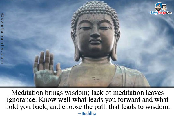 Meditation brings wisdom; lack of meditation leaves ignorance. Know well what leads you forward and what hold you back, and choose the path that leads to wisdom.