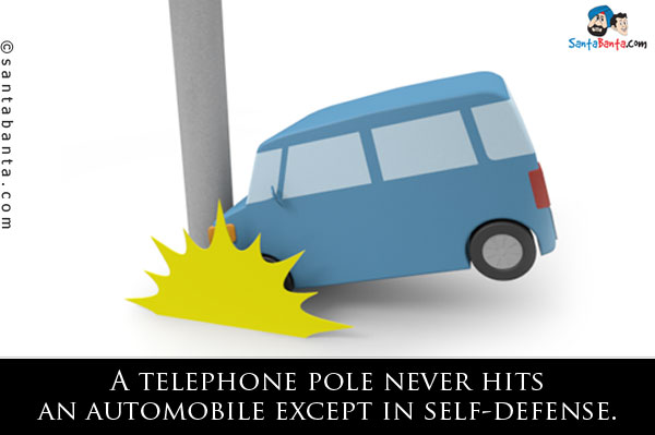 A telephone pole never hits an automobile except in self-defense.