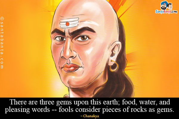 There are three gems upon this earth; food, water, and pleasing words -- fools consider pieces of rocks as gems.