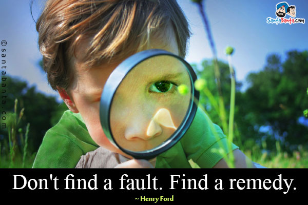 Don't find a fault. Find a remedy.