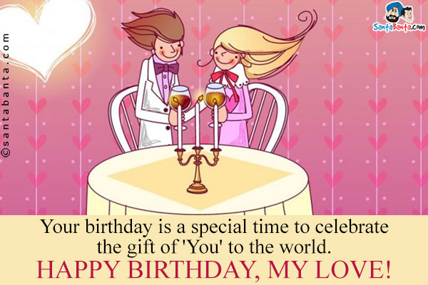 Your birthday is a special time to celebrate the gift of 'You' to the world.<br/>

Happy Birthday, My Love!