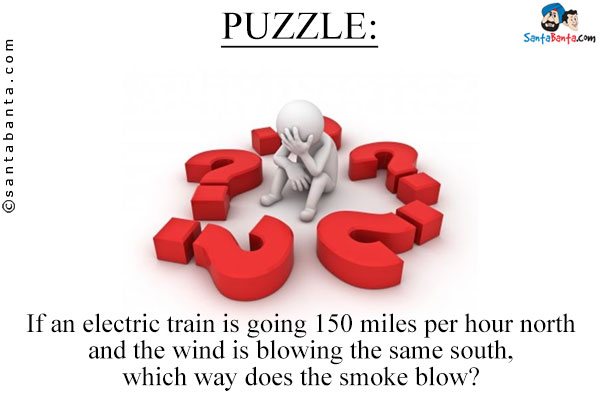 If an electric train is going 150 miles per hour north and the wind is blowing the same south, which way does the smoke blow?