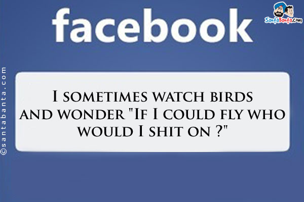 I sometimes watch birds and wonder `If I could fly who would I shit on?`