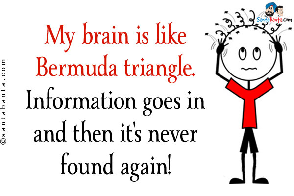 My brain is like Bermuda triangle. Information goes in and then it's never found again!